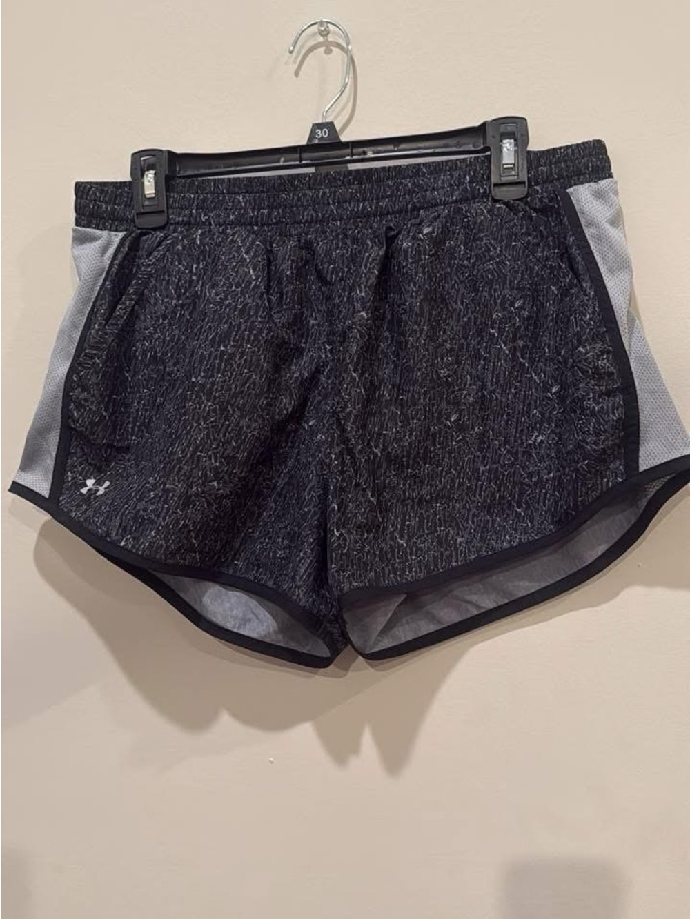 Under Armour Women's Black Heathered Athletic Shorts with Gray Panels